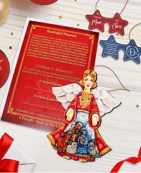 Designocracy Guardian Angel Wood Ornament, Set of 3