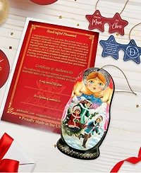 Designocracy Winter Play Dolls Wooden Ornaments, Set of 3