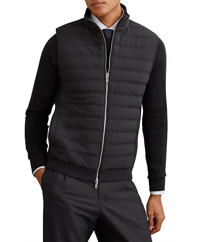 Reiss Men's Funnel-Neck Quilted Knit Gilet