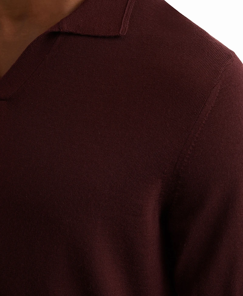 Reiss Men's Merino Wool Open Collar Polo Shirt