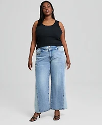 And Now This Trendy Plus Size Side-Panel Double-Button Jeans, Macy's Exclusive
