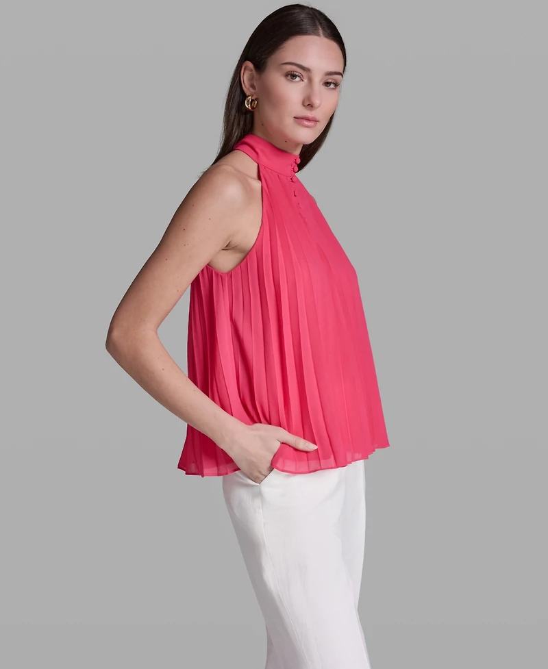 Bcbg Women's Pleated Halter Neck Sleeveless Top