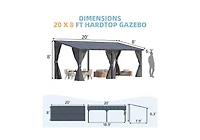 Aecojoy 20'x8' Wall Gazebo with Curtains and Mosquito Netting