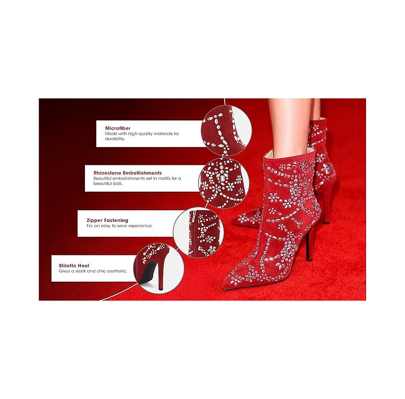 London Rag Women's Dunari Diamante Embellished Microfiber Boots