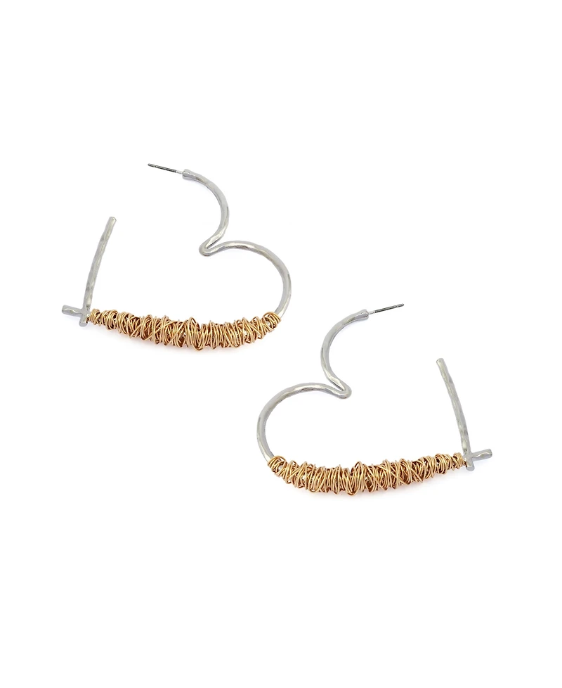 Robert Lee Morris Soho Two-Tone Heart Large Hoop Earrings