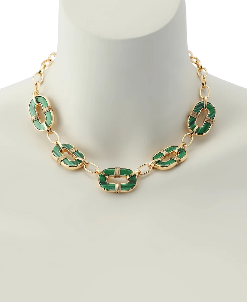 Robert Lee Morris Soho Malachite Link Reversible Bib Necklace