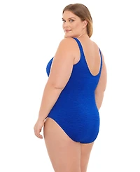 Krinkle Women's Chlorine Resistant Mock Surplice One-Piece Swimsuit