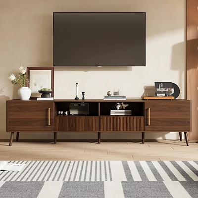 sumyeg 78 inch Cabinet Tv Stand with Soft-Close Doors, Tv Media Console Table with Cable Management
