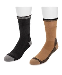 Muk Luks Men's Ruff N Tuff Work Wear Merino Wool Blend Crew Socks, 2 Pair Pack