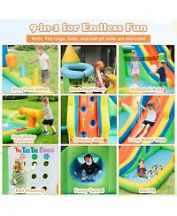 Mecale 9-in-1 Giant Inflatable Water Slide Park for Kids, 735W Blower Included