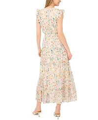 Vince Camuto Women's V-Neck Ruffle Detail Tiered Dress