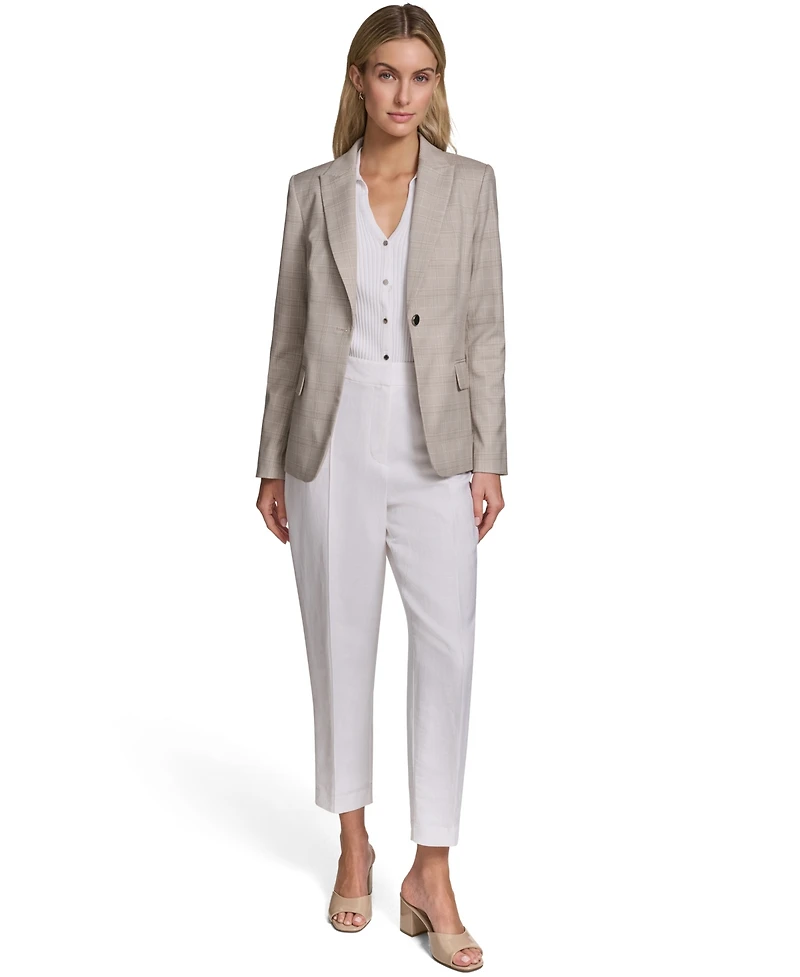 Calvin Klein Petite Plaid Notch Collar Jacket