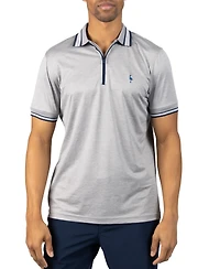 Tailorbyrd Men's Quarter Zip Mesh Performance Polo with Stripe Tipping