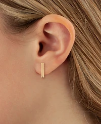 Flat Bar Stud Earrings Set 14k Yellow or Rose Gold