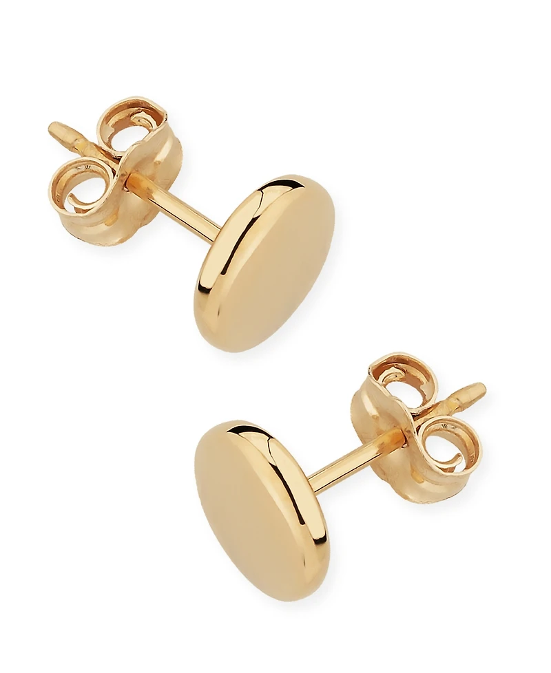 Flat Round Stud Earrings Set 14k Yellow Gold (8mm)