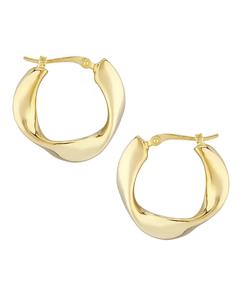 Flat Twist Hoop Earrings Set in 14k Gold