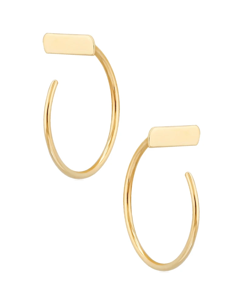 Bar Hoop Earrings Set in 14k Gold