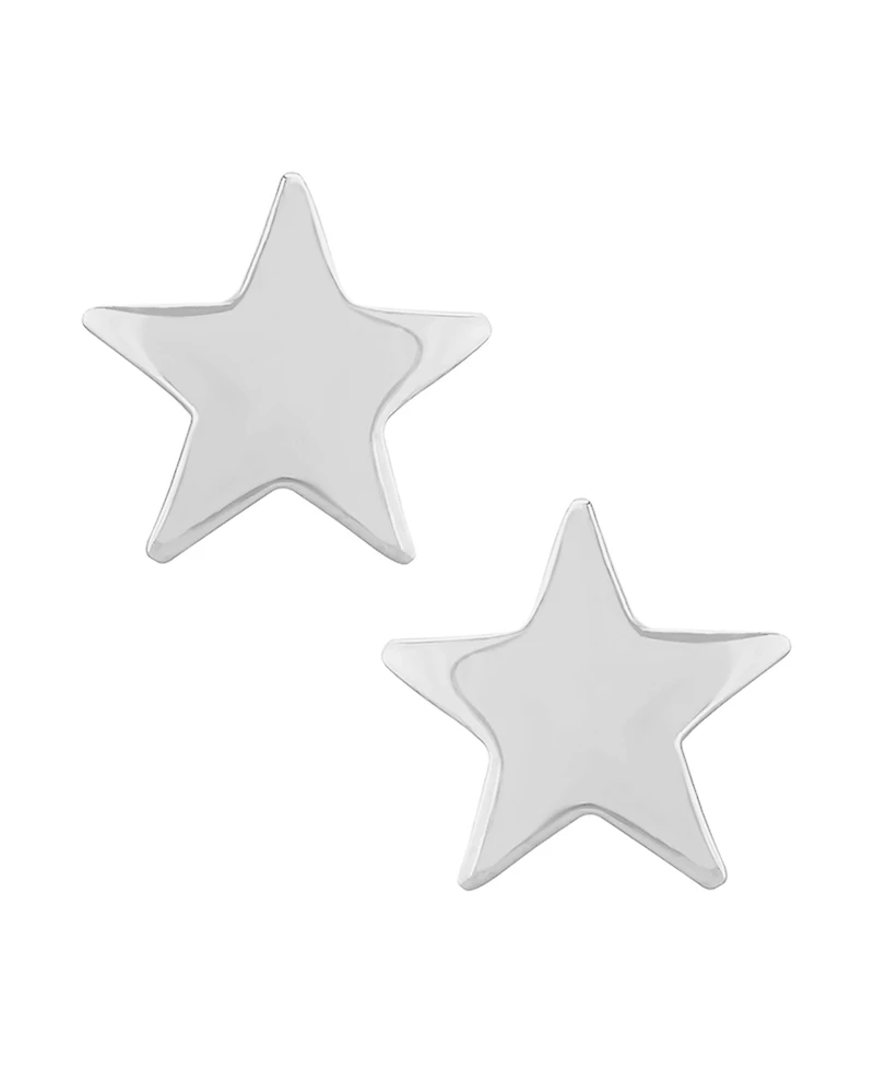 Flat Star Stud Earrings Set 14k White Or Yellow Gold