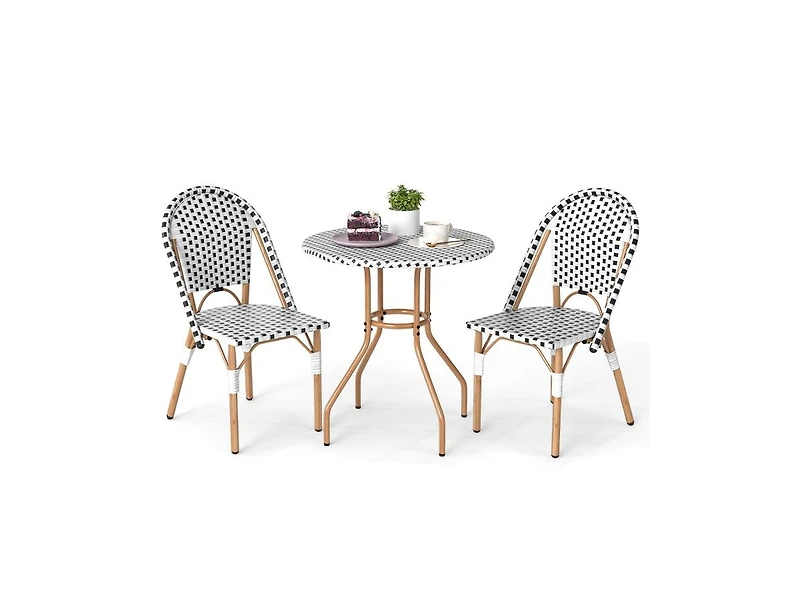 Slickblue 3-Piece Outdoor Bistro Set with Wicker Table & 2 Chairs