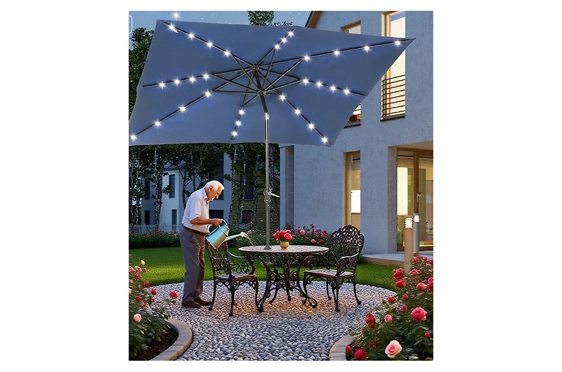 Clihome Sun Umbrella Solar Umbrella,Lighted Patio