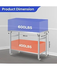 gaomon Folding Stainless Steel Table Commercial Work Table with Casters & Undershelf for Home & Restaurant