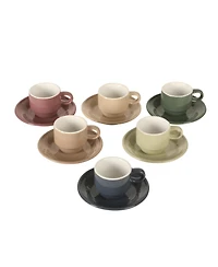 Gibson Elite Sensations 13 Piece Espresso Cup Set with Metal Rack, Stoneware Espresso Cups & Saucers, Stackable Coffee Set, Cafe Style