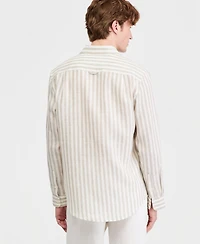 Club Room Men's Long-Sleeve Lino Stripe Linen Shirt, Macy's Exclusive - Yd