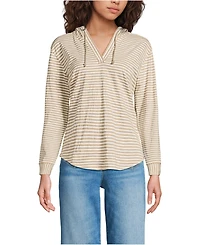 Lands' End Women's Long Sleeve Slub Hooded Popover