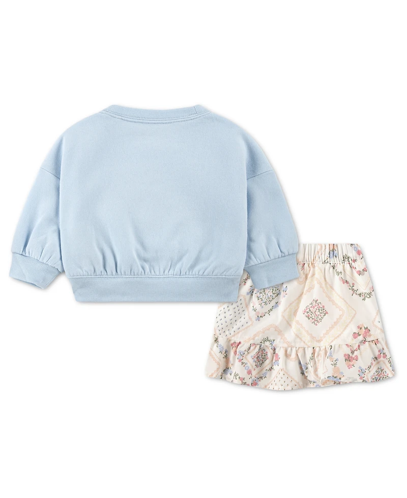 abercrombie kids Baby Girls' Crewneck Sweatshirt and Skirt, 2-Piece Set