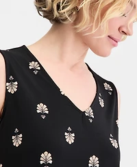 Jm Collection Women's Printed Sleeveless Vneck Knit Top, Macy's Exclusive