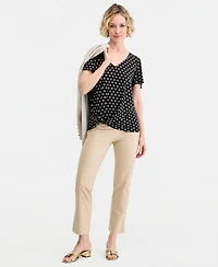 Jm Collection Women's Printed Short Sleeve V-Neck Twist-Front Top, Macy's Exclusive