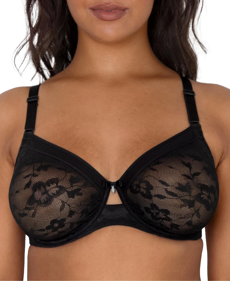 Curvy Couture Women's No Show Lace Unlined Underwire Bra