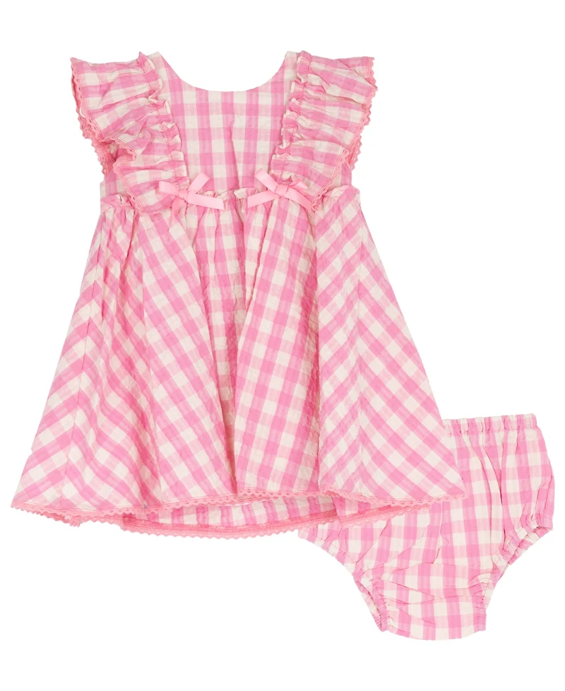 Rare Editions Baby Girls' Ruffled Gingham-Print Dress with Diaper Cover