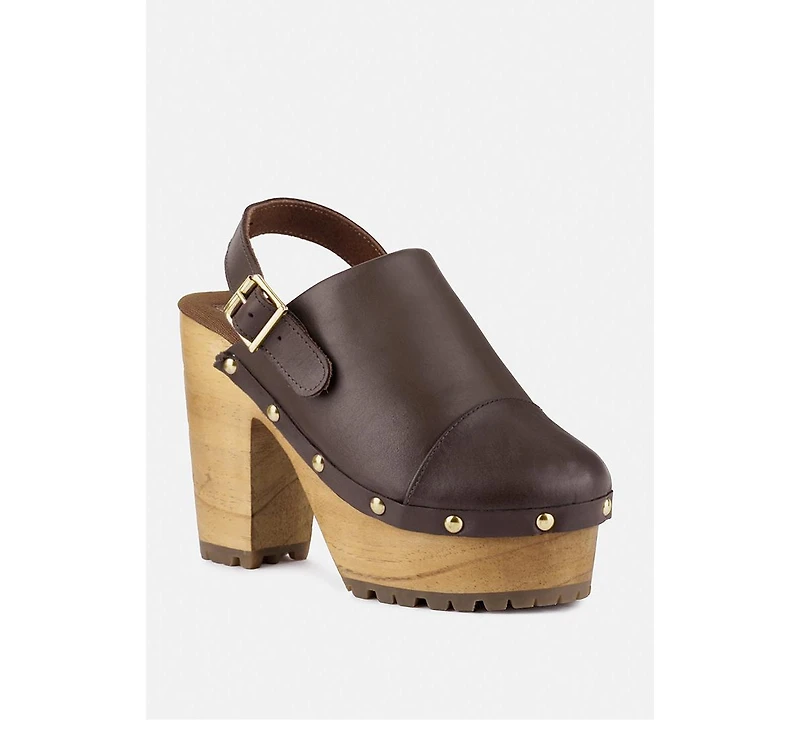 Alona Womens Slingback High Block Heeled Clogs