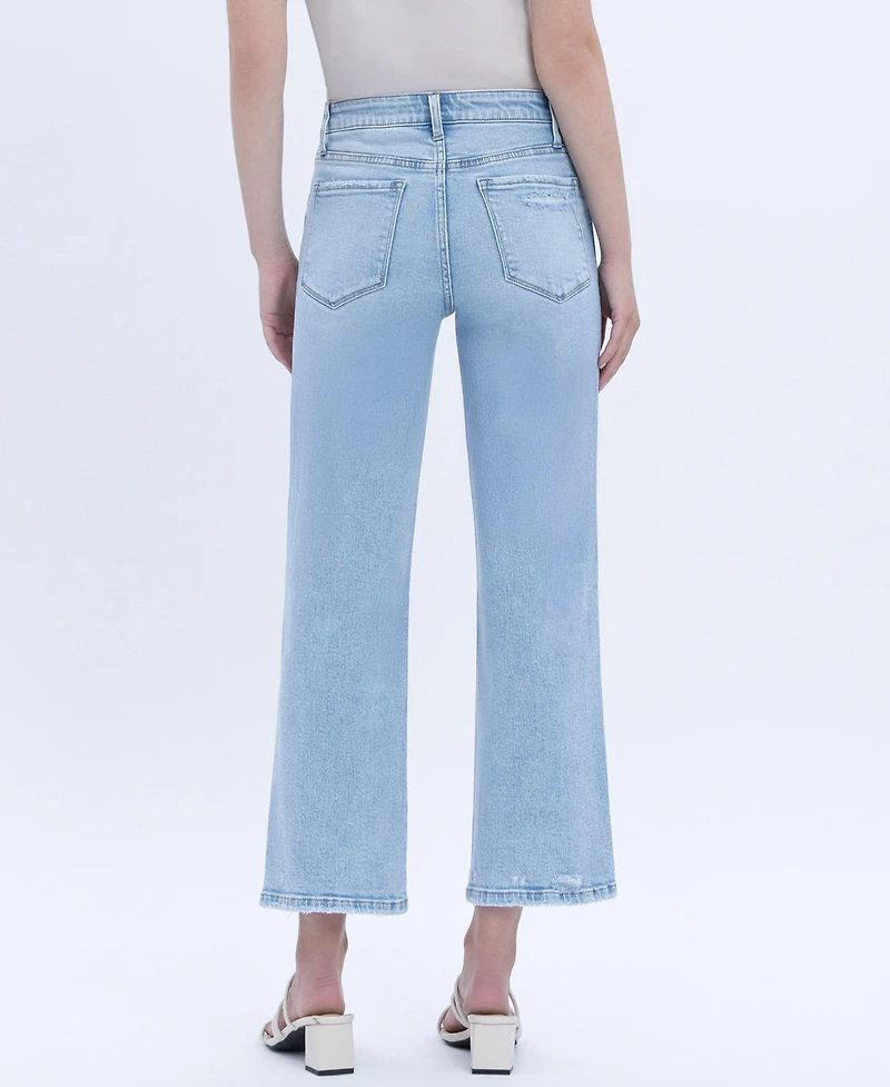 Vervet Women's High Rise Crop Slim Wide Leg Jeans