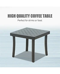 Clihome Outdoor Lounge Chair Set, Aluminum Plastic Patio Chaise Lounge with Side Table & 5 Position Adjustable Backrest & Wheels