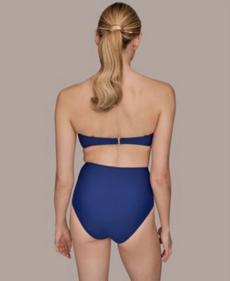 Donna Karan New York Womens Shirred Bandeau Bikini Top Bottoms