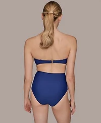 Donna Karan New York Womens Shirred Bandeau Bikini Top Bottoms