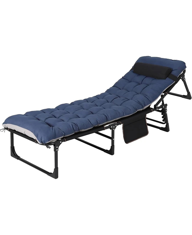 gaomon TrailBlaze Heavy-Duty Folding Camping Cot Bed for Adults – Removable Thick Mattress, Pillow & Side Pocket