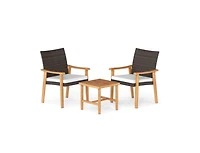 Slickblue Patio Pe Wicker 3-Piece Bistro Set with Acacia Wood Table