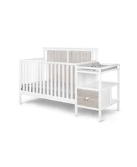 Flynama Rockport 4in1 Crib and Changer Combo Dual Tone Finish Space Saving Design with Storage Shelves for Baby Nursery
