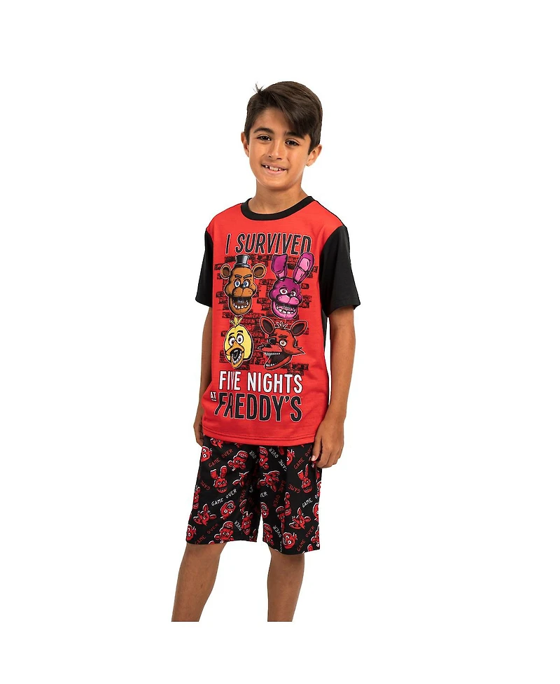 Five Nights At Freddy'S Boys Youth Sleepwear Set Tee Shirt, Sleep Shorts