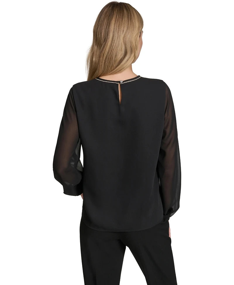 Calvin Klein Women's Mixed Media Novelty Trim Top