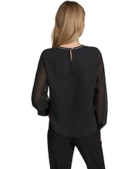 Calvin Klein Women's Mixed Media Novelty Trim Top