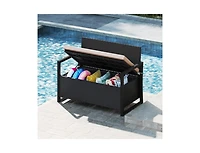 Slickblue Patio Wicker Loveseat with Hidden Storage Bench for Outdoors