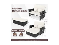 Slickblue Outdoor Wicker Daybed with Adjustable Backrest and Storage Ottoman