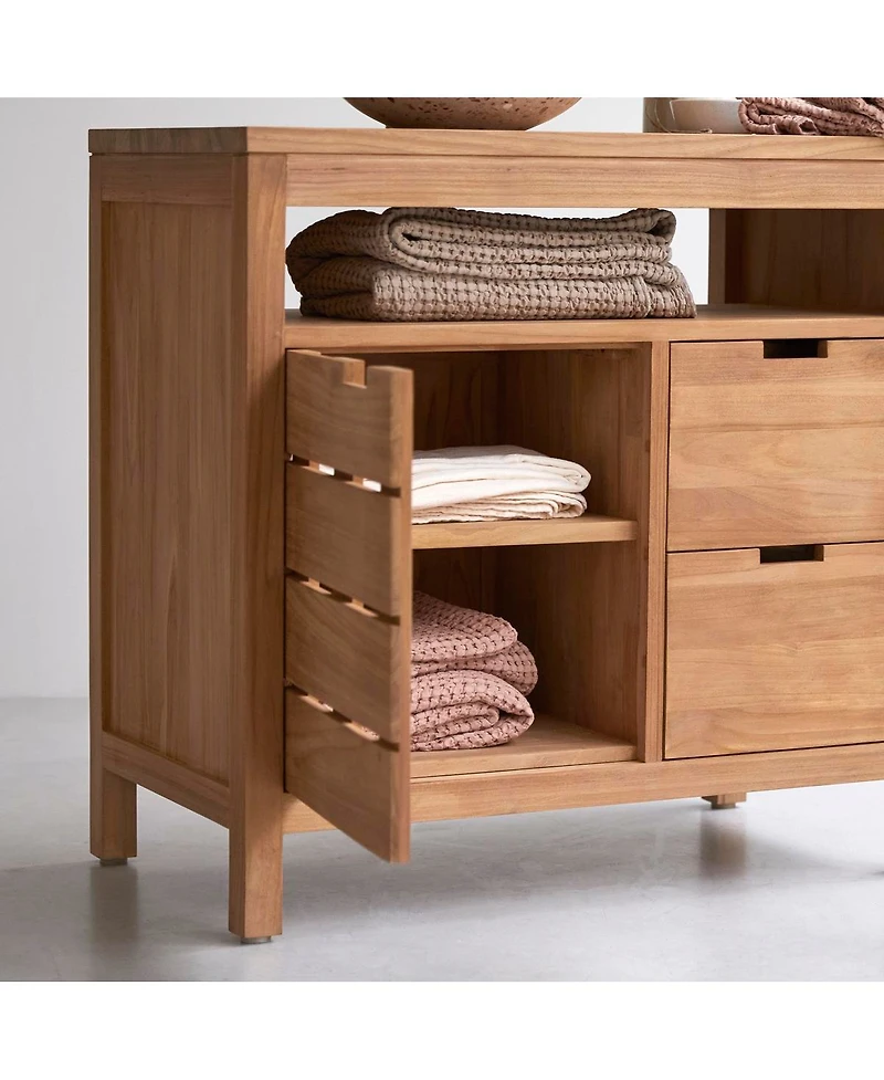 Tikamoon Serena solid teak vanity unit 80 cm