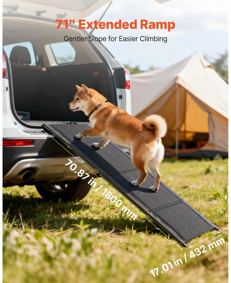 Cozito 71" Folding Dog Ramp 17" Wide, Non-Slip Surface, Supports up to 250 lbs