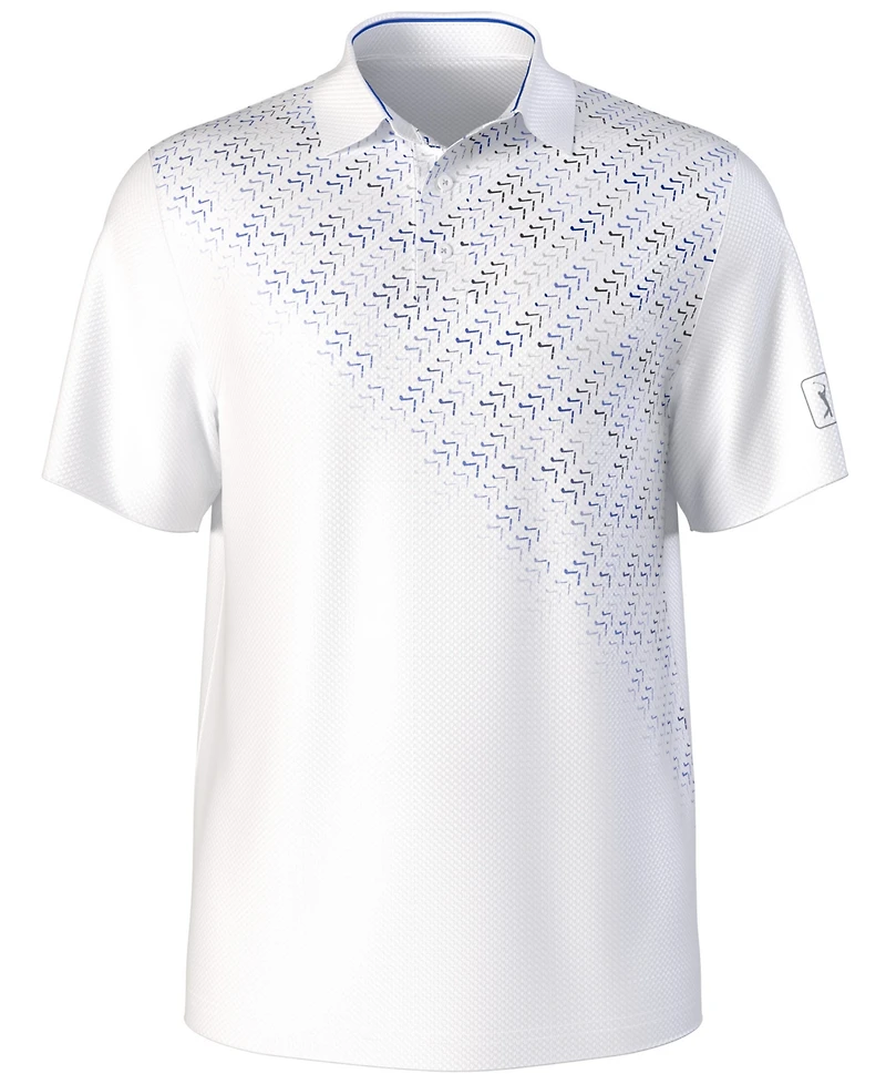 Pga Tour Men's Asymmetrical Print Golf Polo Shirt