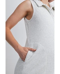 Hello Miz Maternity Sleeveless Button-Front Nursing Romper with Pockets